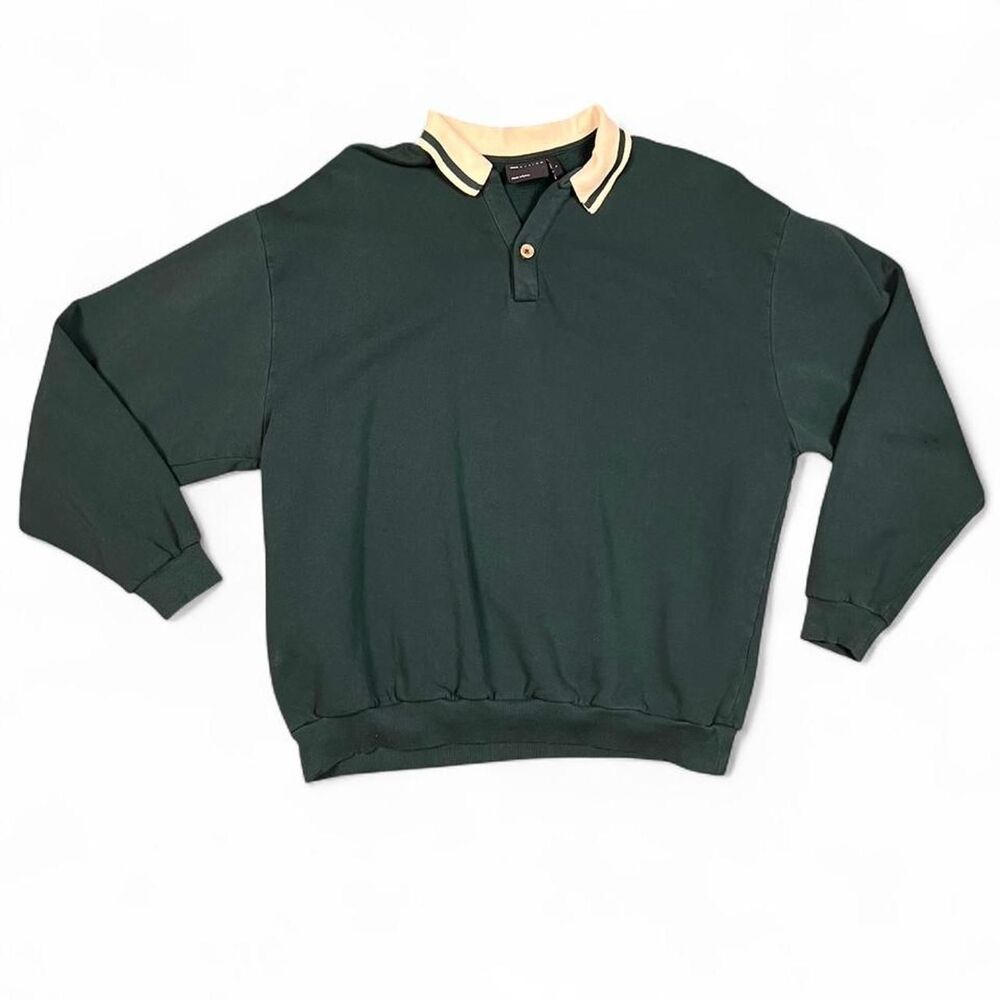 ASOS Men's 1 Button Green Long Sleeve Polo